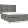 Image de vidaXL Lit boxspring avec matelas gris foncé 140x190 cm Tissu