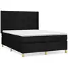 Image de vidaXL Lit boxspring avec matelas noir 140x200 cm Tissu