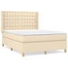 Image de vidaXL Lit boxspring avec matelas Crème 140x200 cm Tissu