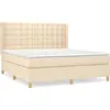 Image de vidaXL Lit boxspring avec matelas Crème 160x200 cm Tissu