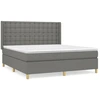 Image de vidaXL Lit boxspring avec matelas gris foncé 180x200 cm Tissu