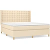 Image de vidaXL Lit boxspring avec matelas Crème 180x200 cm Tissu