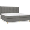 Image de vidaXL Lit boxspring avec matelas gris foncé 200x200 cm Tissu