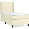 Image de vidaXL Lit boxspring avec matelas Crème 100x200 cm simili-cuir