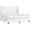 Image de vidaXL Lit boxspring avec matelas blanc 160x200 cm similicuir