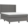 Image de vidaXL Lit Boxspring avec matelas Gris 140x200 cm Similicuir