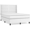 Image de vidaXL Lit boxspring avec matelas blanc 140x190 cm similicuir