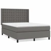 Image de vidaXL Lit boxspring avec matelas Gris 140x190 cm Similicuir