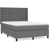 Image de vidaXL Lit Boxspring avec matelas Gris 140x200 cm Similicuir