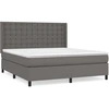 Image de vidaXL Lit boxspring avec matelas Gris 160x200 cm simili-cuir