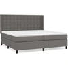 Image de vidaXL Lit boxspring avec matelas Gris 200x200 cm simili-cuir