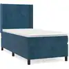 Image de vidaXL Lit boxspring avec matelas bleu foncé 100x200 cm velours