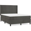 Image de vidaXL Lit boxspring avec matelas gris foncé 140x190 cm velours