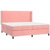 Image de vidaXL Lit boxspring avec matelas rose 200x200 cm velours