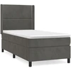 Image de vidaXL Lit boxspring avec matelas gris foncé 100x200 cm velours