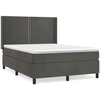 Image de vidaXL Lit boxspring avec matelas gris foncé 140x190 cm velours