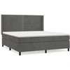 Image de vidaXL Lit boxspring avec matelas gris foncé 180x200 cm velours