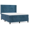 Image de vidaXL Lit boxspring avec matelas bleu foncé 140x190 cm velours