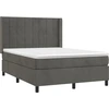 Image de vidaXL Lit boxspring avec matelas gris foncé 140x200 cm velours