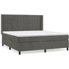 Image de vidaXL Lit boxspring avec matelas gris foncé 160x200 cm velours
