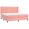Image de vidaXL Lit boxspring avec matelas rose 200x200 cm velours