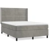 Image de vidaXL Lit boxspring avec matelas gris clair 140x190 cm velours