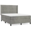 Image de vidaXL Lit boxspring avec matelas gris clair 140x200 cm velours