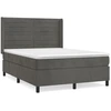Image de vidaXL Lit boxspring avec matelas gris foncé 140x200 cm velours