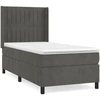 Image de vidaXL Lit boxspring avec matelas gris foncé 100x200 cm velours