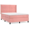 Image de vidaXL Lit boxspring avec matelas rose 140x190 cm velours