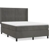 Image de vidaXL Lit boxspring avec matelas gris foncé 140x200 cm velours