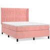 Image de vidaXL Lit boxspring avec matelas rose 140x200 cm velours