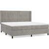 Image de vidaXL Lit boxspring avec matelas gris clair 200x200 cm velours