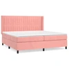 Image de vidaXL Lit boxspring avec matelas rose 200x200 cm velours