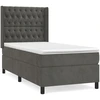 Image de vidaXL Lit boxspring avec matelas gris foncé 90x200 cm velours