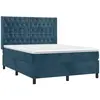 Image de vidaXL Lit boxspring avec matelas bleu foncé 140x190 cm velours