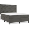 Image de vidaXL Lit boxspring avec matelas gris foncé 140x200 cm velours