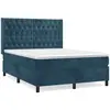 Image de vidaXL Lit boxspring avec matelas bleu foncé 140x200 cm velours