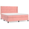 Image de vidaXL Lit boxspring avec matelas rose 160x200 cm velours