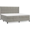 Image de vidaXL Lit boxspring avec matelas gris clair 200x200 cm velours