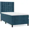 Image de vidaXL Lit boxspring avec matelas bleu foncé 100x200 cm velours