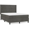 Image de vidaXL Lit boxspring avec matelas gris foncé 140x200 cm velours