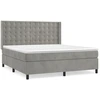Image de vidaXL Lit boxspring avec matelas gris clair 160x200 cm velours