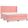 Image de vidaXL Lit boxspring avec matelas rose 180x200 cm velours