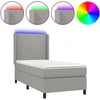Image de vidaXL Lit boxspring avec matelas & LED gris clair 90x190 cm Tissu