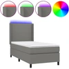 Image de vidaXL Lit boxspring avec matelas & LED gris foncé 90x190 cm Tissu