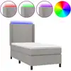 Image de vidaXL Lit Boxspring avec matelas & LED Gris clair 100x200 cm Tissu