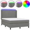 Image de vidaXL Lit boxspring avec matelas & LED gris foncé 140x190 cm Tissu