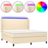 Image de vidaXL Lit Boxspring avec matelas & LED Crème 160x200 cm Tissu