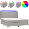 Image de vidaXL Lit boxspring avec matelas & LED gris clair 180x200 cm Tissu